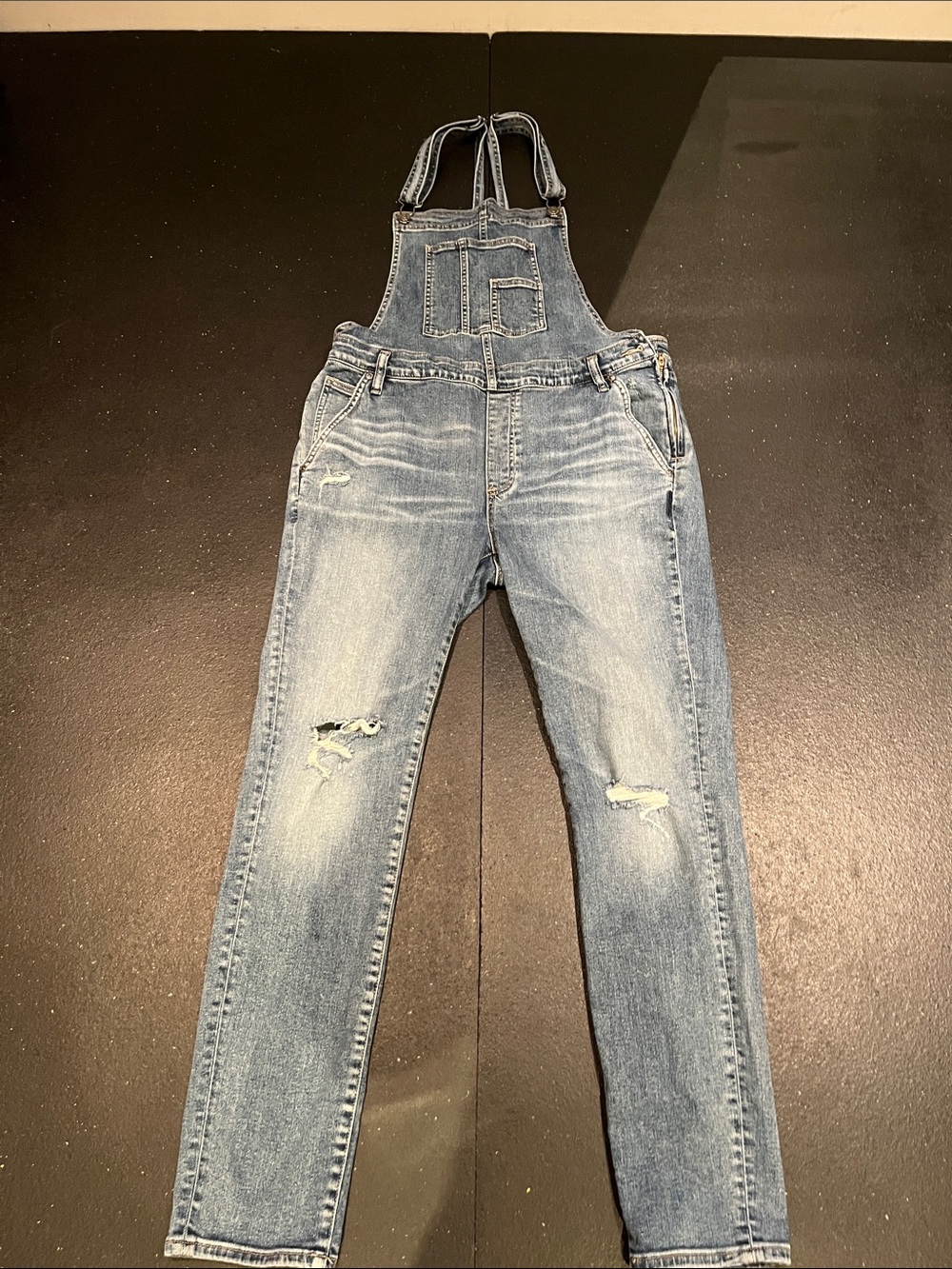 Light Wash Denim Overalls - Blue